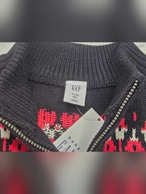 GAP Baby Sweater with Red and White Fair Isle